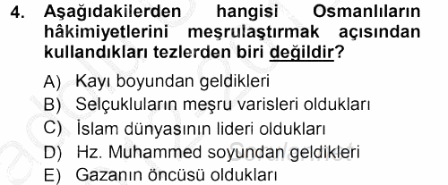 Osmanlı Merkez ve Taşra Teşkilatı 2012 - 2013 Ara Sınavı 4.Soru