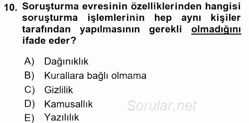 Ceza Muhakemesi Hukuku 2017 - 2018 Dönem Sonu Sınavı 10.Soru