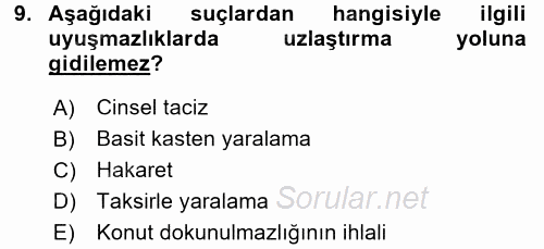 Ceza Muhakemesi Hukuku 2017 - 2018 Dönem Sonu Sınavı 9.Soru