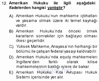 Hukukun Temel Kavramları 2013 - 2014 Ara Sınavı 12.Soru