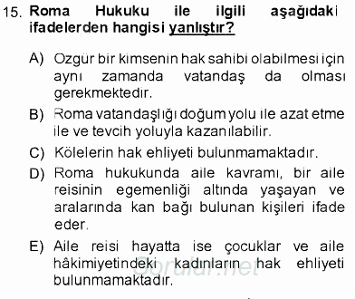 Hukukun Temel Kavramları 2013 - 2014 Ara Sınavı 15.Soru