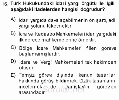Hukukun Temel Kavramları 2013 - 2014 Ara Sınavı 16.Soru