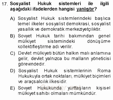 Hukukun Temel Kavramları 2013 - 2014 Ara Sınavı 17.Soru