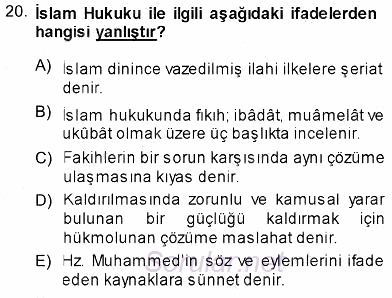 Hukukun Temel Kavramları 2013 - 2014 Ara Sınavı 20.Soru