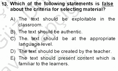 Okuma Ve Dinleme Öğretimi 2014 - 2015 Ara Sınavı 13.Soru