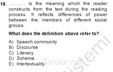 Okuma Ve Dinleme Öğretimi 2014 - 2015 Ara Sınavı 18.Soru