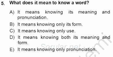 Okuma Ve Dinleme Öğretimi 2014 - 2015 Ara Sınavı 5.Soru