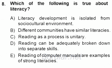 Okuma Ve Dinleme Öğretimi 2014 - 2015 Ara Sınavı 8.Soru