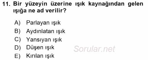 Temel Fotoğrafçılık 2016 - 2017 Ara Sınavı 11.Soru