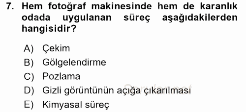 Temel Fotoğrafçılık 2016 - 2017 Ara Sınavı 7.Soru