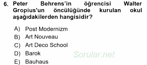 Görsel Kültür 2017 - 2018 Ara Sınavı 6.Soru