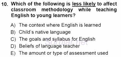 Çocuklara Yabancı Dil Öğretimi 1 2012 - 2013 Ara Sınavı 10.Soru