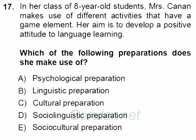 Çocuklara Yabancı Dil Öğretimi 1 2012 - 2013 Ara Sınavı 17.Soru