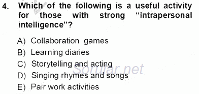 Çocuklara Yabancı Dil Öğretimi 1 2012 - 2013 Ara Sınavı 4.Soru