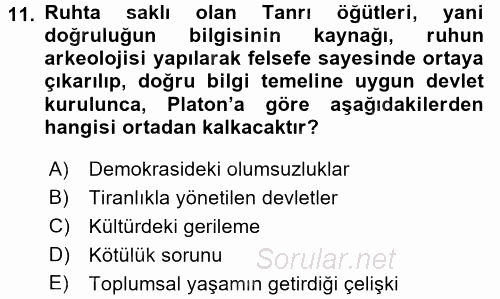 Tarih Felsefesi 1 2016 - 2017 Ara Sınavı 11.Soru