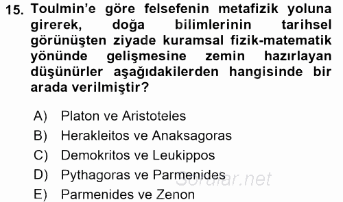 Tarih Felsefesi 1 2016 - 2017 Ara Sınavı 15.Soru