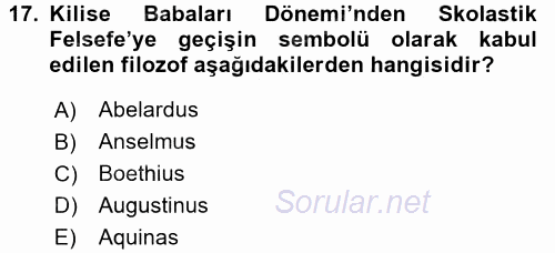Tarih Felsefesi 1 2016 - 2017 Ara Sınavı 17.Soru