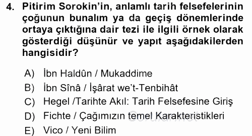Tarih Felsefesi 1 2016 - 2017 Ara Sınavı 4.Soru