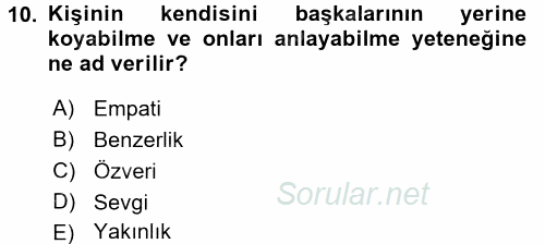 Halkla İlişkiler Ve İletişim 2016 - 2017 Dönem Sonu Sınavı 10.Soru