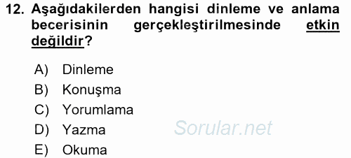 Halkla İlişkiler Ve İletişim 2016 - 2017 Dönem Sonu Sınavı 12.Soru