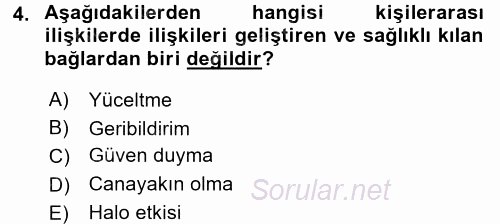 Halkla İlişkiler Ve İletişim 2016 - 2017 Dönem Sonu Sınavı 4.Soru