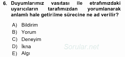 Halkla İlişkiler Ve İletişim 2016 - 2017 Dönem Sonu Sınavı 6.Soru