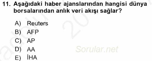 Haber Türleri 2016 - 2017 Ara Sınavı 11.Soru