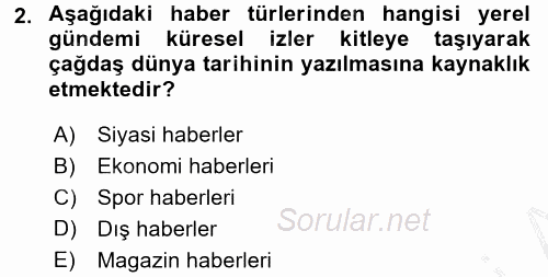 Haber Türleri 2016 - 2017 Ara Sınavı 2.Soru