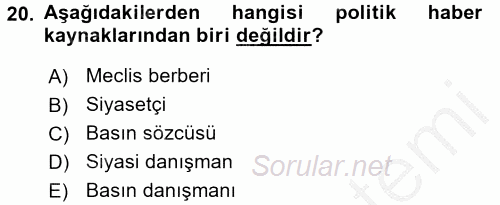 Haber Türleri 2016 - 2017 Ara Sınavı 20.Soru