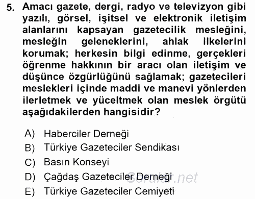 Haber Türleri 2016 - 2017 Ara Sınavı 5.Soru