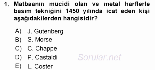 Yeni Teknolojiler ve Çalışma Hayatı 2015 - 2016 Dönem Sonu Sınavı 1.Soru