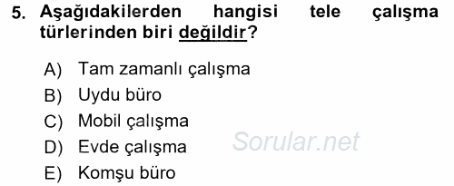 Yeni Teknolojiler ve Çalışma Hayatı 2015 - 2016 Dönem Sonu Sınavı 5.Soru