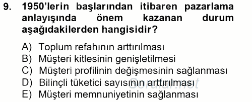 Tüketim Bilinci ve Bilinçli Tüketici 2014 - 2015 Tek Ders Sınavı 9.Soru
