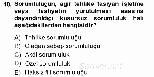 İş Sağlığı ve Güvenliği 2014 - 2015 Tek Ders Sınavı 10.Soru