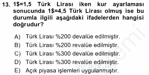 Uluslararası İktisat 2016 - 2017 3 Ders Sınavı 13.Soru