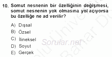 Metafizik 2013 - 2014 Dönem Sonu Sınavı 10.Soru