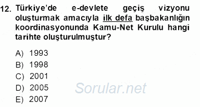 Bilgi Ekonomisi 2013 - 2014 Dönem Sonu Sınavı 12.Soru