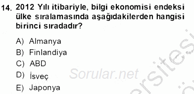Bilgi Ekonomisi 2013 - 2014 Dönem Sonu Sınavı 14.Soru
