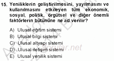 Bilgi Ekonomisi 2013 - 2014 Dönem Sonu Sınavı 15.Soru