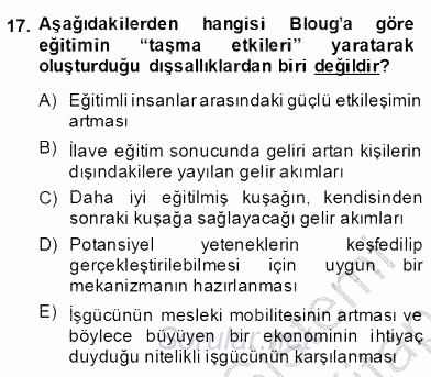 Bilgi Ekonomisi 2013 - 2014 Dönem Sonu Sınavı 17.Soru