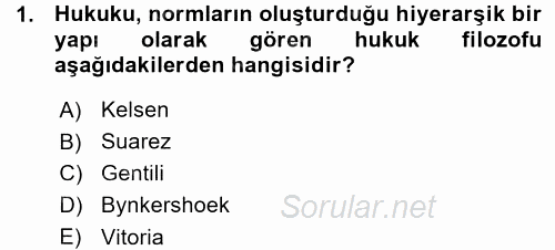 Uluslararası Hukuk 1 2015 - 2016 Ara Sınavı 1.Soru