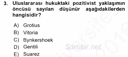 Uluslararası Hukuk 1 2015 - 2016 Ara Sınavı 3.Soru