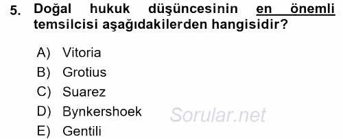 Uluslararası Hukuk 1 2015 - 2016 Ara Sınavı 5.Soru