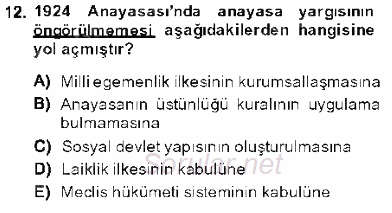 Anayasa 1 2013 - 2014 Dönem Sonu Sınavı 12.Soru