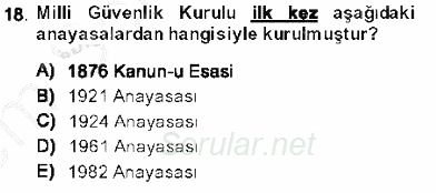 Anayasa 1 2013 - 2014 Dönem Sonu Sınavı 18.Soru