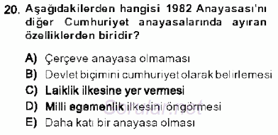 Anayasa 1 2013 - 2014 Dönem Sonu Sınavı 20.Soru