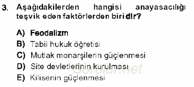 Anayasa 1 2013 - 2014 Dönem Sonu Sınavı 3.Soru