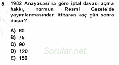 Anayasa 1 2013 - 2014 Dönem Sonu Sınavı 5.Soru