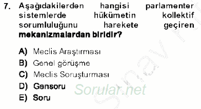 Anayasa 1 2013 - 2014 Dönem Sonu Sınavı 7.Soru