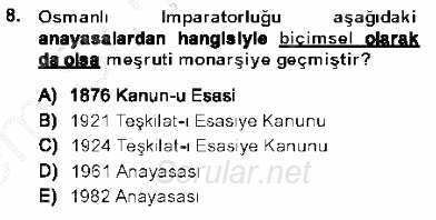 Anayasa 1 2013 - 2014 Dönem Sonu Sınavı 8.Soru